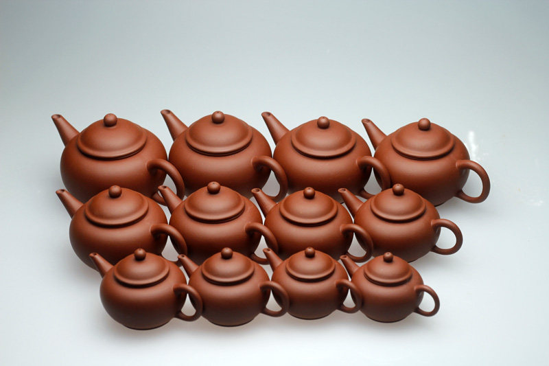 宜興名家紫砂壺文革時期紅清水泥壺一廠水平壺12只組