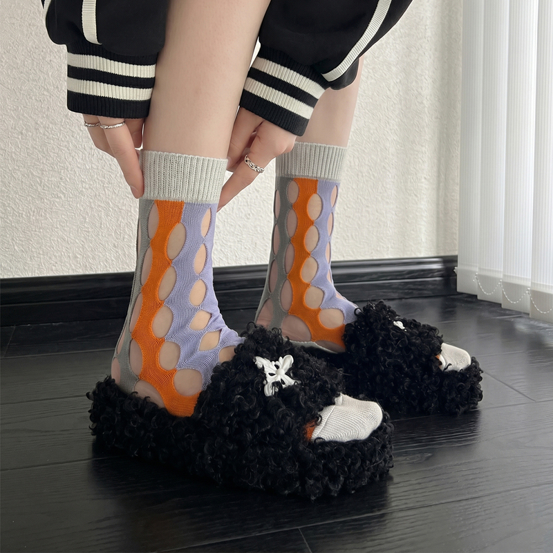 I'M Obsessed with These Hollow-Out Socks~ I'Ve Found the Fashion Code! Simple yet Sophisticated~ Summer Slouch Socks
