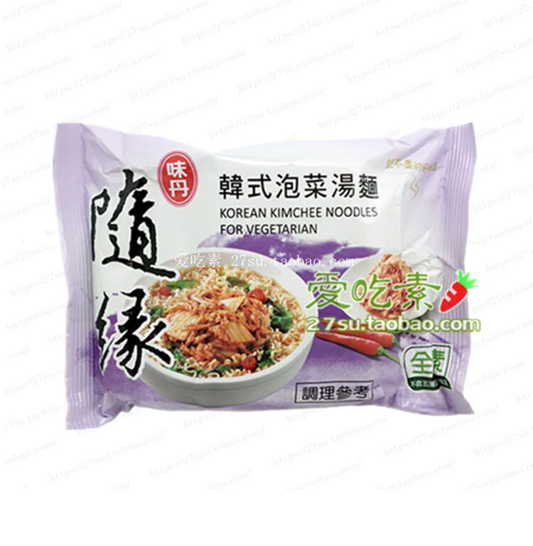 味丹隨緣韓式泡菜湯麵素食麪整箱裝30袋純素食泡麵泡麵泡麵