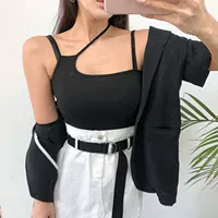 Thời trang hè 2018 Hàn Quốc dành cho nữ mùa đông Joker Camisole Slim Thin Solid Color Short Jacket - Áo ba lỗ váy nữ