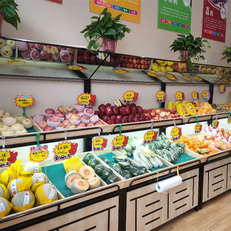 Fruit shelves display shelves supermarket fruit and vegetable frame creative multilayer vegetable frame commercial steel wood fruit frame