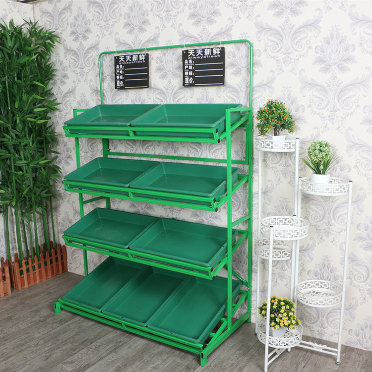 Siêu thị Trái cây Kệ rau lưu trữ sắt Tấm lưu trữ Tấm lưu trữ nhiều lớp Hiển thị kệ bán hàng trưng bày