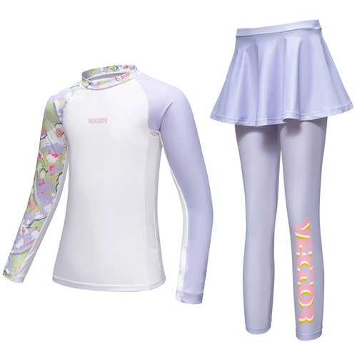 VECTOR Детский купальник, лонгслив, раздельные штаны, комплект, быстросохнущая форма, подходит для подростков, защита от солнца