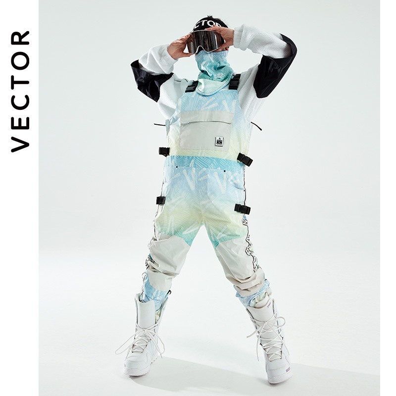 VECTOR2022 Ski Pants Woman Winter New Warm Waterproof Outdoor One-piece Braces Snowpants Veneer Snowpants-Taobao