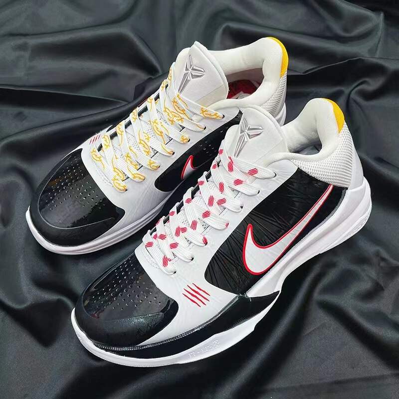 Laces for Kobe 5 Bruce Lee Scratch Signature Basketball Shoes, Black, White, Yellow, Red Scratch Signature Laces