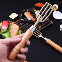 Japanese brass fish scale planer wooden handle manual scale removal planer fish Japanese Korean restaurant kitchen special scaling tool