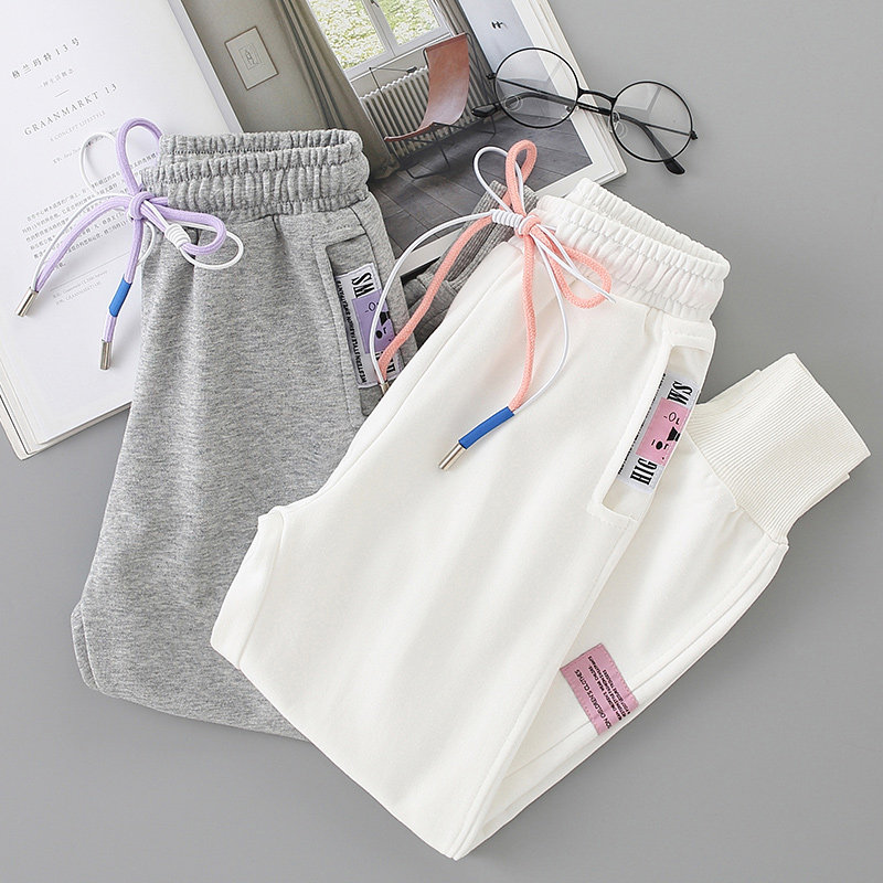 Girl White Sweatpants Spring Autumn style 2022 Korean version Long pants Children's sports pants loose CUHK Tong parenting casual