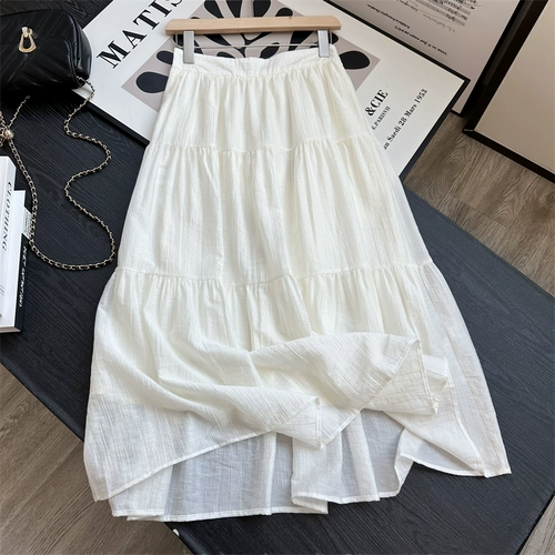 Элегантный темперамент Laiser Tiansi Light and Flount Pit Strip Press Press-Pleate Texture Cake Средняя версия A-Line Юбка