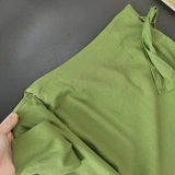 Зеленая юбка, французский стиль, высокая талия, по фигуре, из хлопка и льна