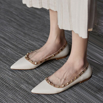 Tide brand flat shoes women Summer single shoes women soft leather soft soft bottom shallow ladling shoes 2020 New pointed patent leather milk shoes