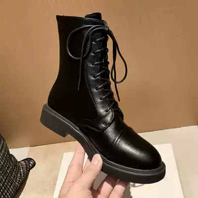 Black Martin boots female 2020 new English style spring and autumn boots tide ins cool machine short boots thick bottom autumn winter boots