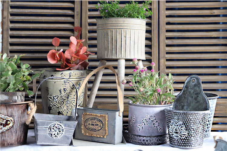 Large collection of orphans released American wrought iron relief retro succulents balcony garden decoration flower pots