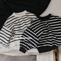 Childrens clothing foreign air girl blouses autumn Korean version loose fashion long sleeve boy striped children dress headwave clothes