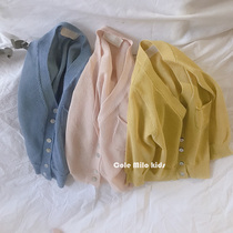 Girl Ice Silk Sweatshirt Air Conditioning Sweatshirt Thin 2022 Spring Summer Flax Baby Ocean Qi Children Sunscreen Coat