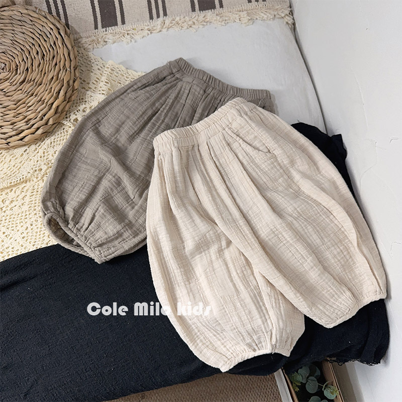 Japanese Style Fat Version Kidsren's Anti-Mosquito Pants Cotton Yarn Summer Forest Style Retro Boys and Girls Pants Kidsren's Air-Conditioned Pants Fashionable