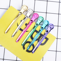 Hairdressing duckbill clip hot hair styling partition clip stainless steel positioning clip color professional hand push corrugated clip