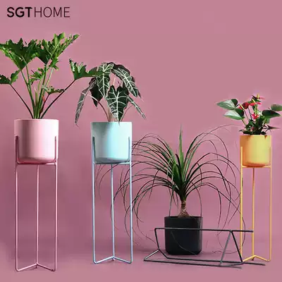 Flower stand Nordic indoor home balcony decoration shelf iron living room simple flower pot plant hanger gold GE