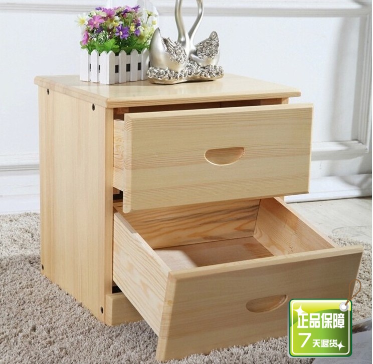 Simple solid wood bed two bucket cabinet minimalist modern drawers cabinet bed head cabinet Chest Bedside Cabinet