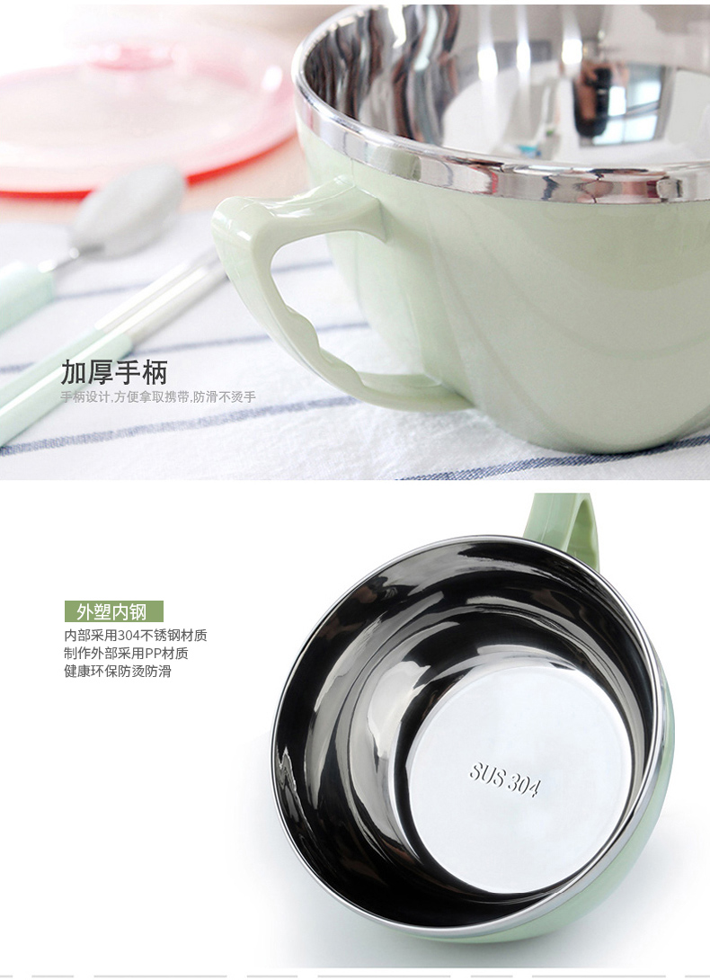 Bát mì inox 304 sinh viên nhà sáng tạo có nắp đậy và bát cơm Nhật bát canh bát lớn dĩa sứ