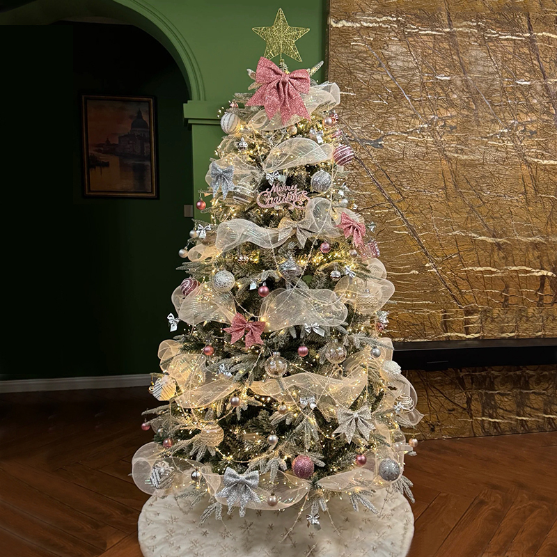 2025 New Flocked Christmas Tree for Shopping Malls, Living Rooms, and Home Decorations, Christmas ins Decorative Style DIY Large Package