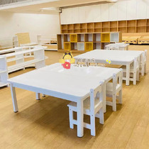 Kindergarten white solid wood painted rectangular table childrens learning writing table and chairs special-shaped table art table moon table