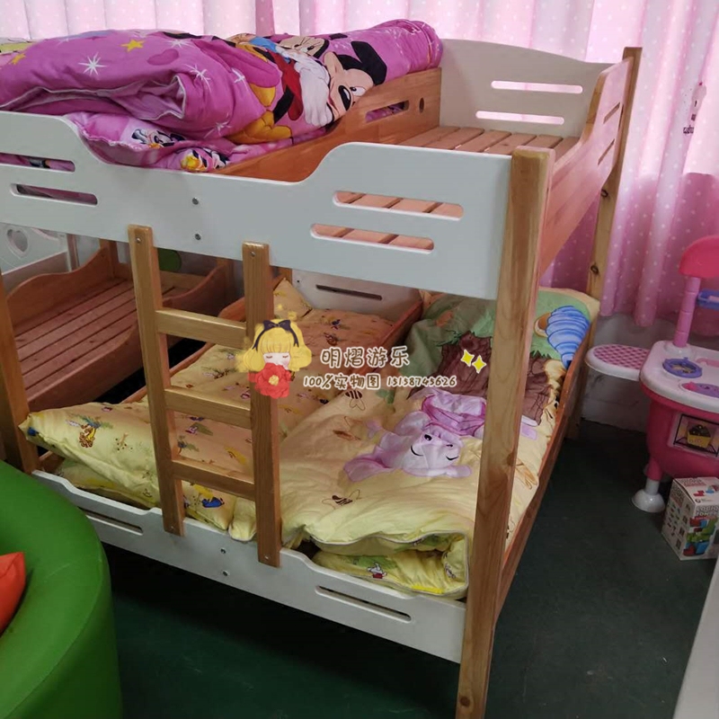 Kindergarten Import Zhangzi Pine double bed with 4 beds Early Childhood Nap Bed Single Bed Single Bed Twin Beds Baby Bed
