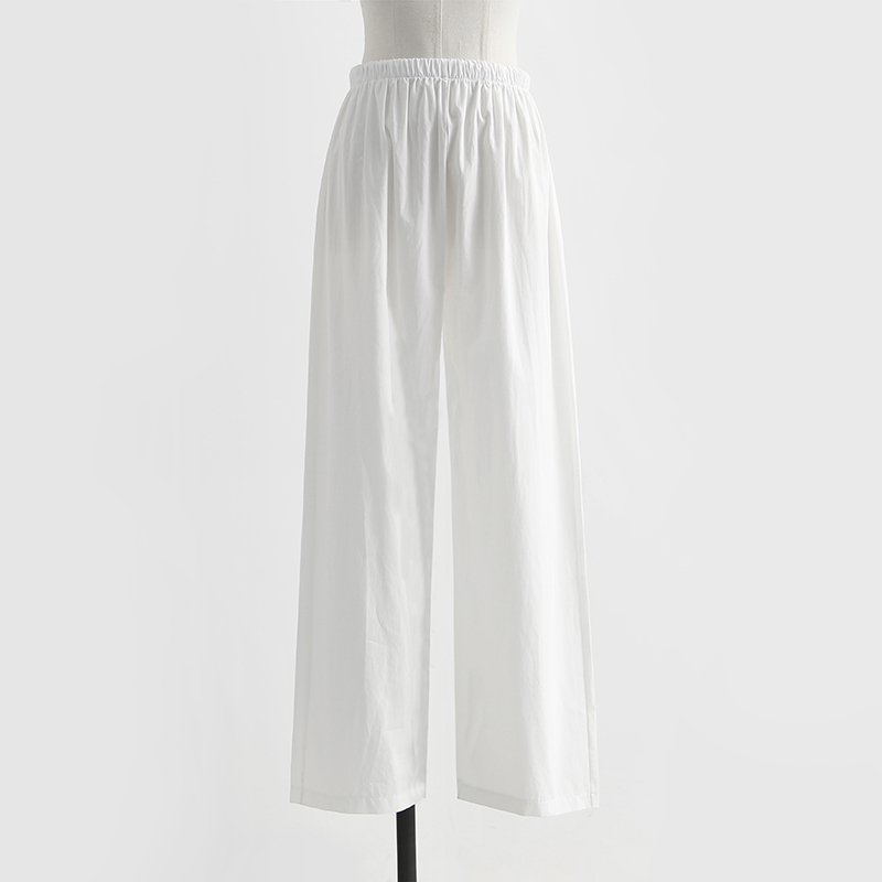 Pure Cotton Hanfu Mid-Length Pants, Unisex, Non-Shrinking, with Fleece Lining, Thickened, White Elastic Waistband Hanfu Base Layer Long Pants
