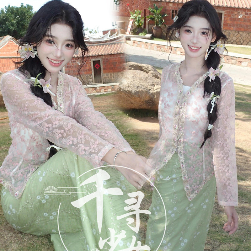 New Style Studio Photography Outfit with a Sweet and Fresh Style, Ethnic Flair, and a Young Lady's Charm for Personal Portrait Art Photography