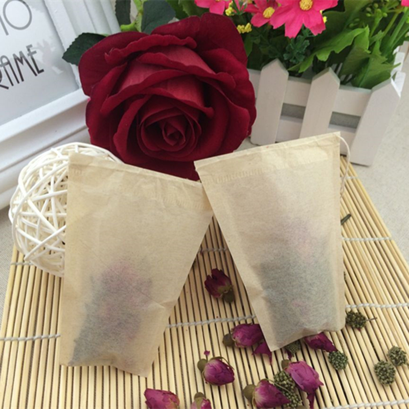 100 8 * 10cm filter paper pumping line tea bag Trapezoidal Primary Color Wood Pulp Paper Filter Bag Tea Bag Disposable Bag
