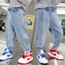 Boy Jeans Spring Autumn Clothing 2022 New Middle Children Casual Long Pants Fall Children Boy Pants Han Edition Tide