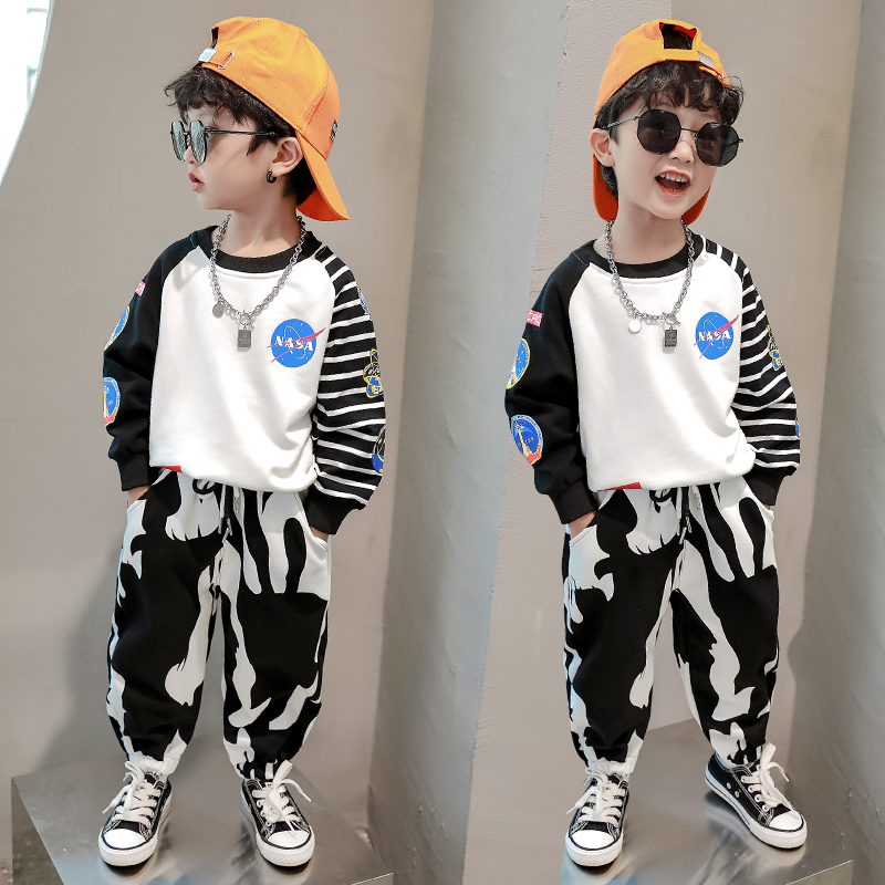 Children's Clothing Boy Autumn Clothing Suit 2022 New Foreign Pie Children Spring Autumn Sports Two Suits The Children's Foreign Pie Boomer Clothes