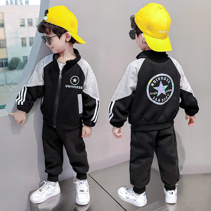 Boys' autumn suits 2021 new children's handsome western style children's autumn net red sports two-piece suit tide clothes