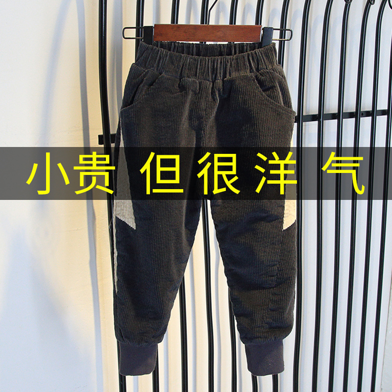 Boy Autumn Winter Plus Suede Pants 2022 New Winter Children Casual Sports Pants Boy Foreign Pie Thickened Long Pants Tide