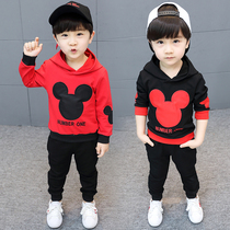 Childrens clothing boys autumn clothes 2021 new small children autumn foreign style hooded sports two-piece tide childrens clothing