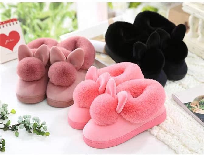 Dép cotton của phụ nữ ấm đôi tháng dày đôi mùa đông Phiên bản Hàn Quốc của ngôi nhà dễ thương lông trong nhà bao gồm tất cả với giày bông dép nam cao cấp
