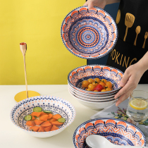 4 large soup bowls Japanese ramen bowls ceramic household noodles bowls creative Net red snail noodles bowls microwave