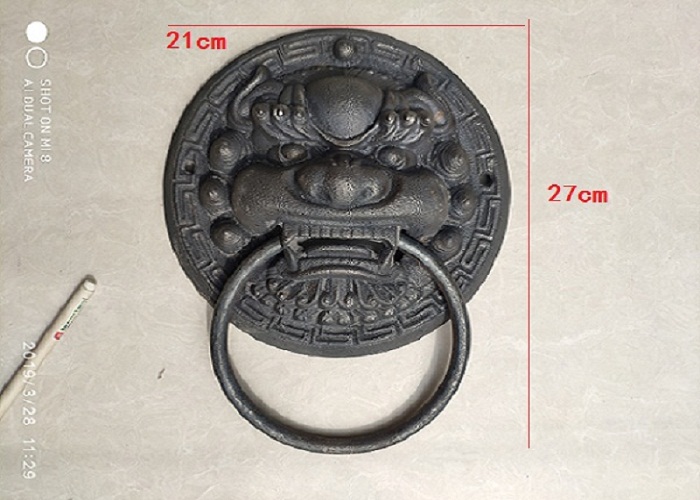 Imitation ancient Chinese cast-iron lion head door ring solid wood door beast head handle old tiger head door cymbals ancient built courtyard decoration-Taobao