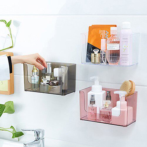 Kitchen Racks Free of Punched Seasonings Plastic Storage Box Bathroom Washroom Washstand Wall-mounted Deck shelf
