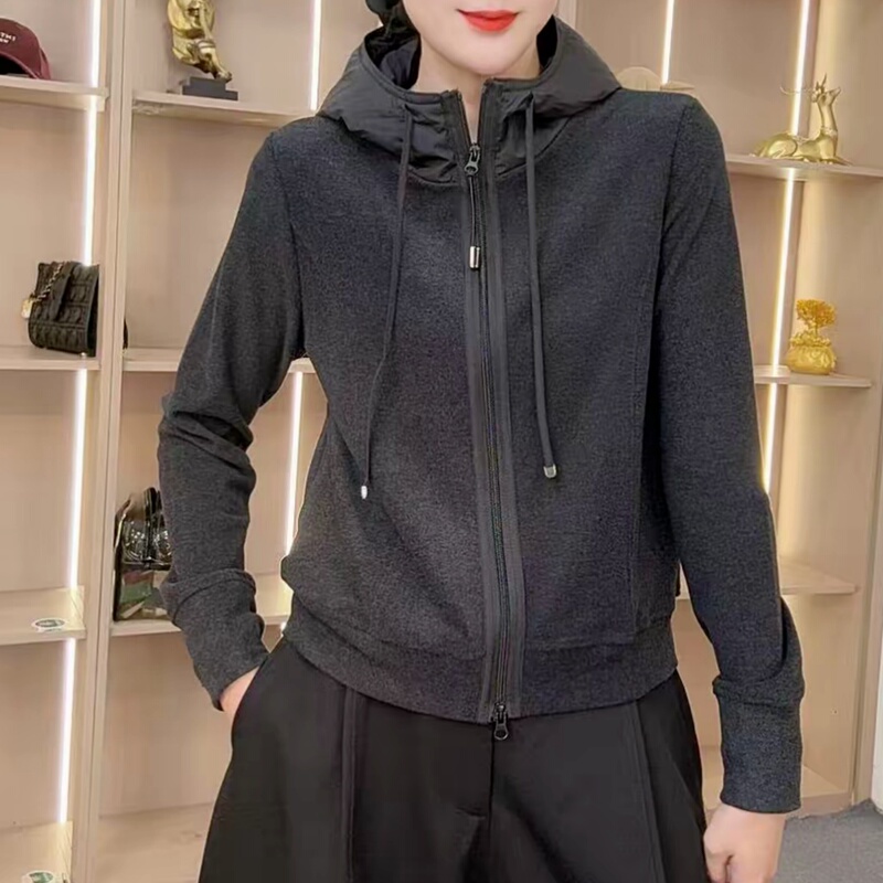 Korean-Style Lazy Style Double-Sided Velvet Long-Sleeved Hooded Sweatshirt Winter New Light Luxury Color-Blocked Zipper Casual Cardigan Jacket Korean-Style Lazy Style Double-Sided Velvet Long-Sleeved Hooded Sweatshirt Winter New Light Luxury Color-Blocked Zipper Casual Cardigan Jacket