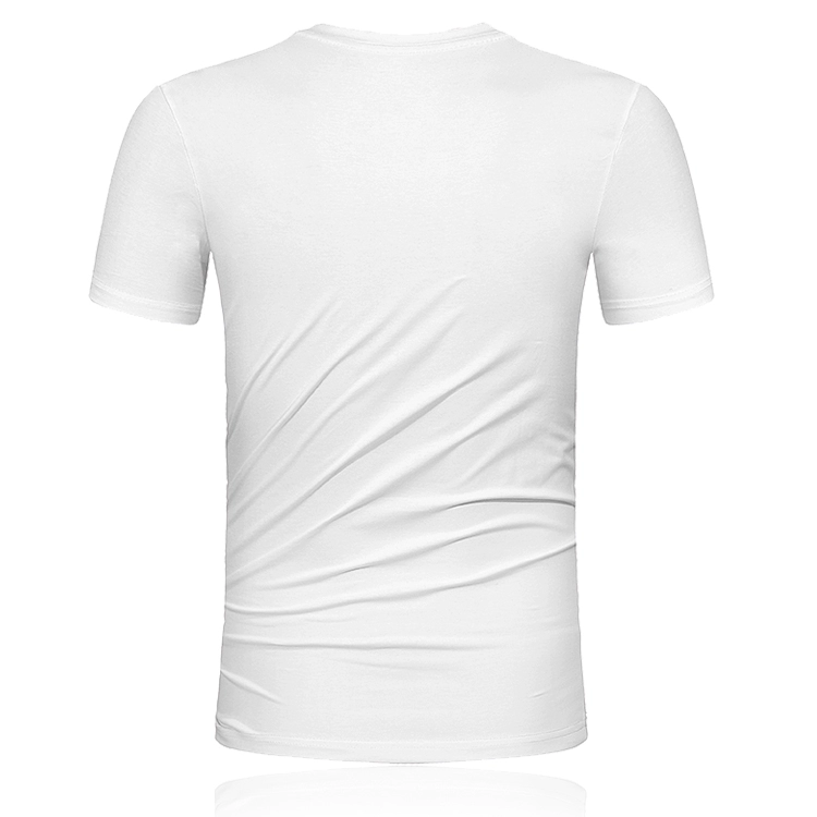 Áo thun ck nam tay ngắn 2019 hè mới slim nam cổ tròn tay ngắn Lycra co giãn cotton 717 trắng áo polo