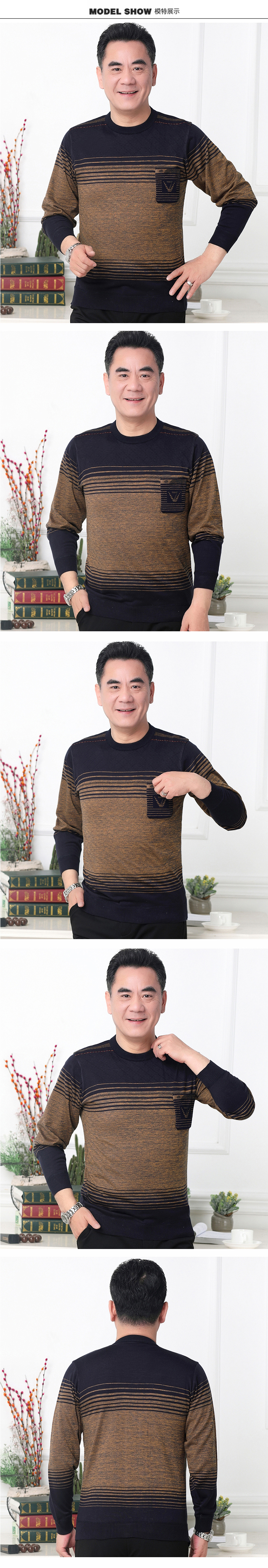 Mùa xuân thanh niên cotton cổ tròn tay dài mặc áo đất nam áo thun nam trung niên áo trung niên mùa xuân và quần áo mùa thu shop áo thun nam