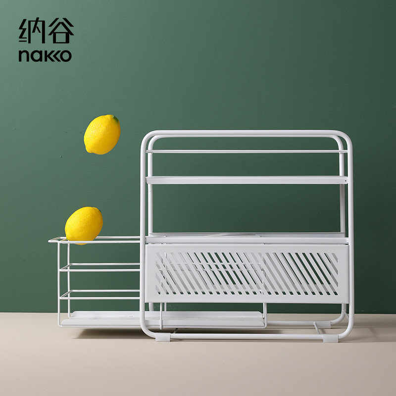 Nvalley kitchen Lower sink Shelf Push-and-pull Home Goods Double pull-out Home Condiments Shelf