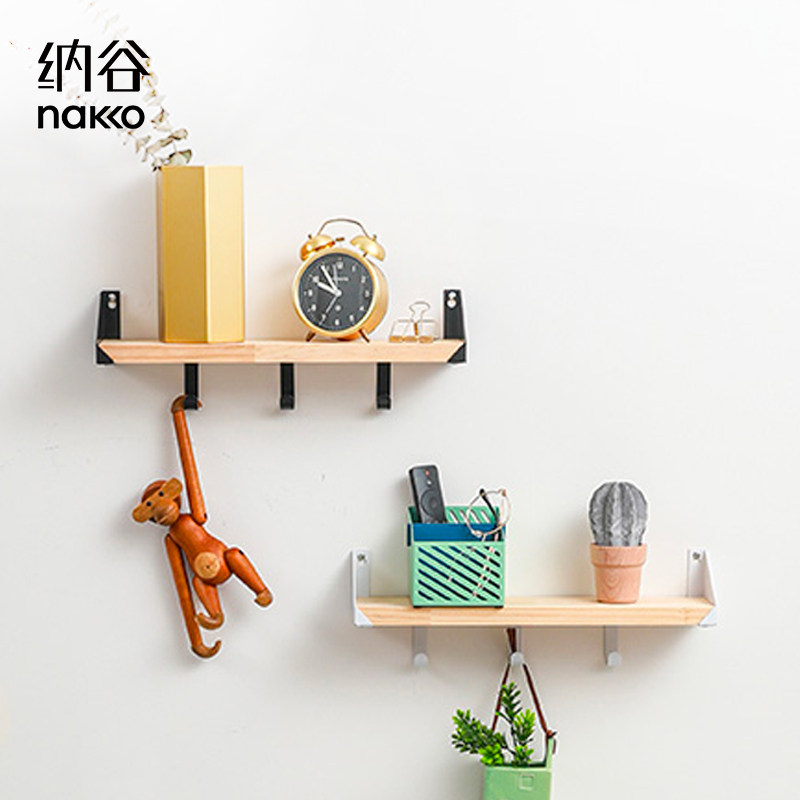Nakko easy to install load-bearing strong living room wall storage rack solid wood word board wall hanging rack