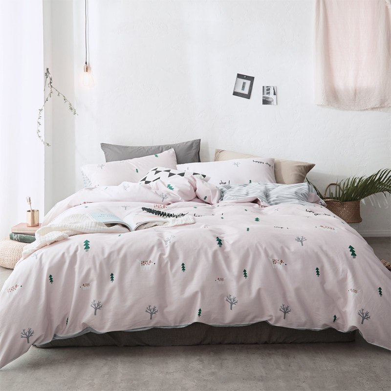 Nakko Nakko Simply All Cotton Four Strip Printed Pastoral Wind 1 5 m Student Dormitory List of Nakko