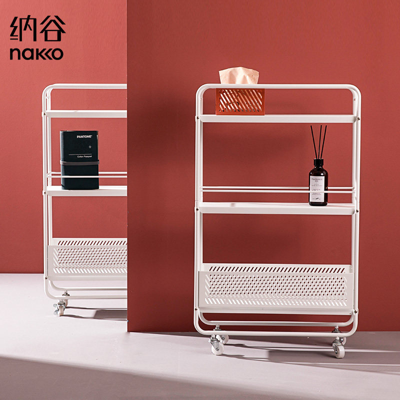 Na Valley Small Cart Ultra Narrow Triple Shelf Nordic Ins Removable Clip Slit Kitchen Bathroom Bedside Containing Deck Shelf