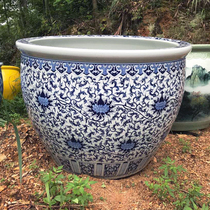 Ceramic Fish Tank Brocade Carp Flowers Green Flower Vat large size Feng Shui Courtyard Swing porcelain cylinder Extra Large fish basin