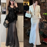 Летняя юбка, рыбий хвост, с акцентом на бедрах, высокая талия, популярно в интернете