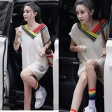 Летнее модное длинное трикотажное платье, в корейском стиле, свободный крой, защита от солнца, средней длины