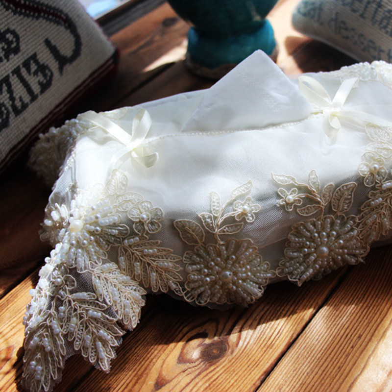 European lace hand beaded embroidery Living room car bedroom home decoration Tissue box set Toilet paper box set
