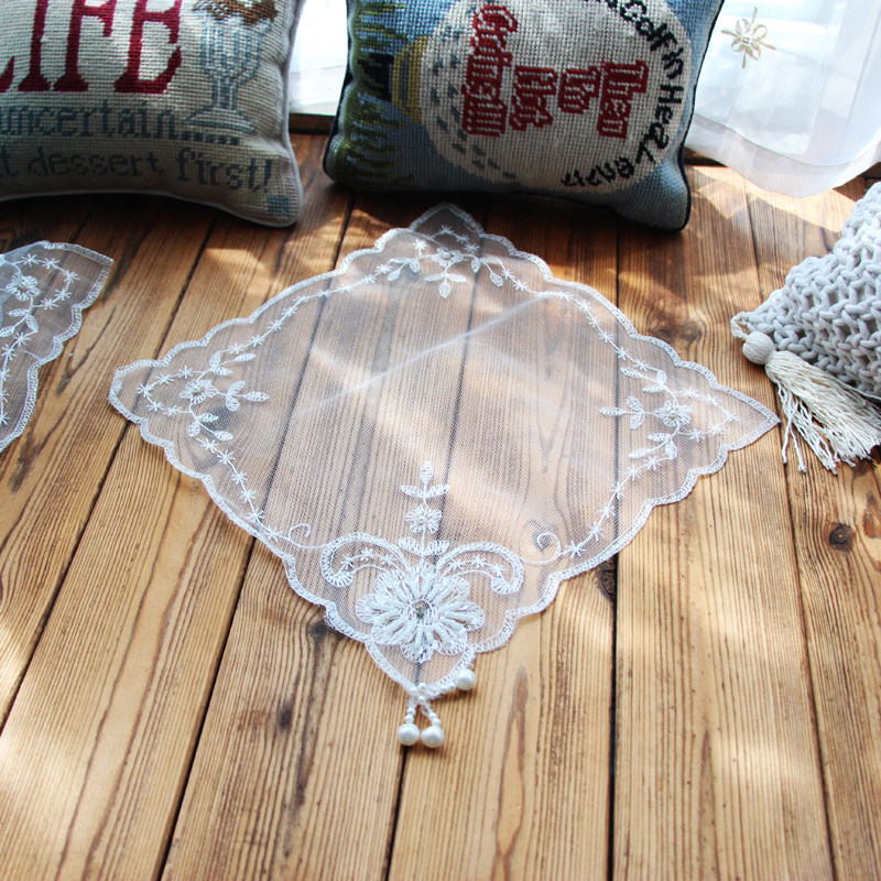 European mesh lace embroidery tea with teacup dust resistant cover scarf seed oil environmental protection resource acid